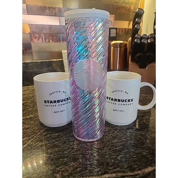 Starbucks Coffee Company Seattle WA Mug Est 1971 2018 14 Oz Stackable Cups Bonus - Picture 9 of 13
